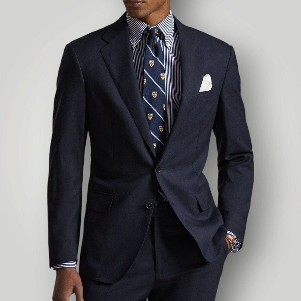 $450 MICHAEL KORS Mens Blazer Sport Coat Two Button Suit Jacket 46R Navy Wool